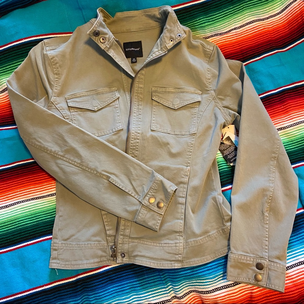 NWT sage/olive green denim jacket